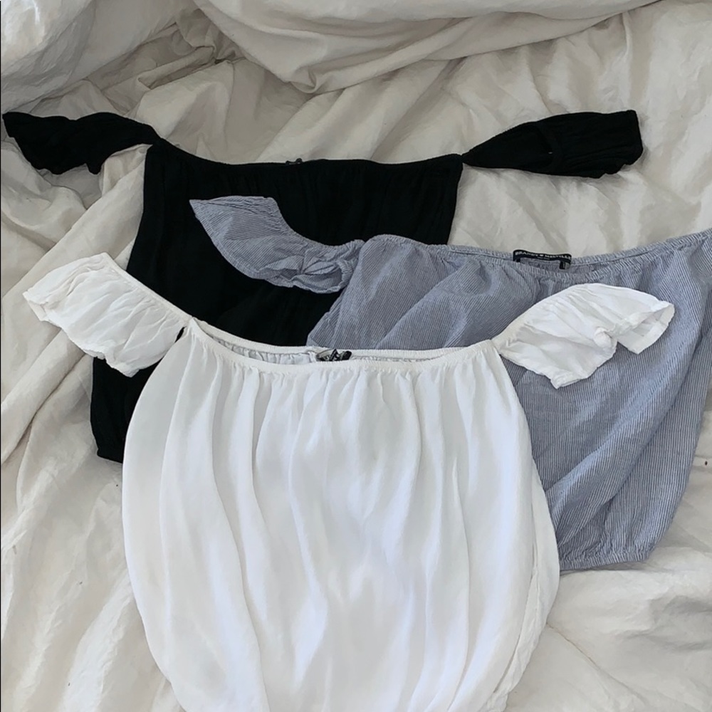 3 brandy melville off the should shirts!